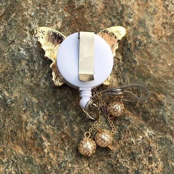 Austrian Crystal Swan & Butterfly Badge Holder - Picture 3 of 15